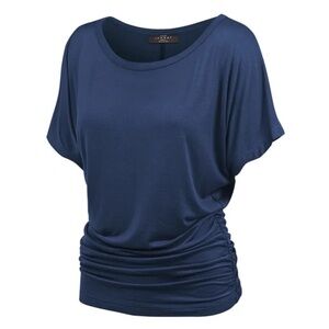Made by Johnny Elegant Navy Blue Women's Draped Top Size Small